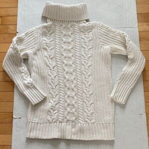 GAP longsleeved cable knit turtle neck 100% Cotton Ivory/cream Sweater Sze Small